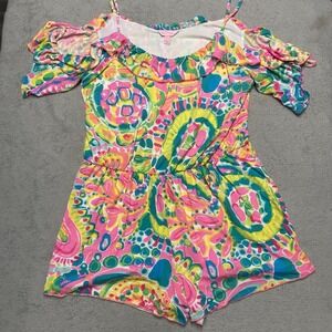 Lilly Pulitzer‎ Fenella Romper Large Come Out Of Your Shell Short Cold Shoulder